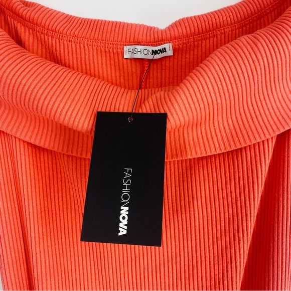 Fashion Nova Pink Ribbed Off Shoulder New Stretch Belted Maxi Dress Plus Size 3X - Picture 11 of 14